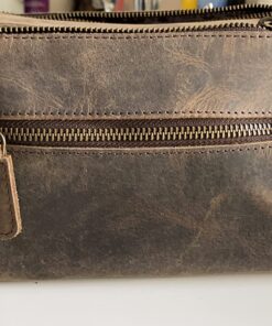 KOMALC Premium Buffalo Leather Unisex Toiletry Bag Travel Dopp Kit Distressed Tan 63 71cAP5CzqQL