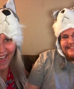 Super Z Outlet Cute Plush Animal Hat Winter Warm Winter Fashion Clothing Accessories (Husky/Wolf-Short) Grey 25 71cBHEOPn6L