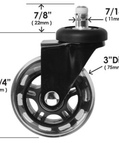 Slipstick CB690 Floor Protecting Rubber Office Chair Caster Wheels (Set ff 5), Roller Style, Universal 7/16" Stem, 3" Black Castors Black/Black 24 71cBR 1JqrL