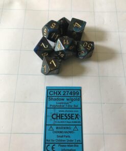 Chessex 27499 Polyhedral Dice, Lustrous Shadow with Gold 7-Die Set CHX, Multicolor 27 71cBvoxuoXL