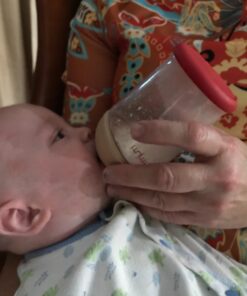 mimijumi Baby Bottle (2 pcs.) Very Hungry 8 oz Bottle with Slow Flow, Lighter Nipple - Medical Grade Silicone Anti-Colic Baby Bottles for Breastfed Babies - Newborns 0-6 Months 8oz (Slow Flow) 53 71cC OQtLL