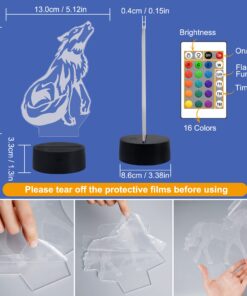 FULLOSUN Wolf Gifts, 3D Night Light for Kids Optical Illusion Lamp Co-Sleeping,Remote Controller with 16 Color Changing Birthday Gifts & for Kids, Boys & Men 20 71cCHCxVJL