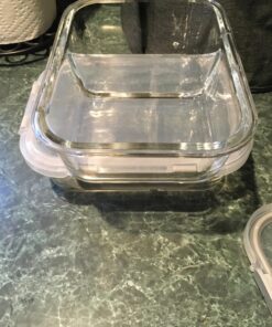 JoyJolt Divided Food Storage Containers with Lids Airtight. 5 Pack Glass Meal Prep Containers 2 Compartment Set Glass Bento Box. Reusable Food Containers, Portion Control Containers for Weight Loss Gray 55 71cFJUAUhUL