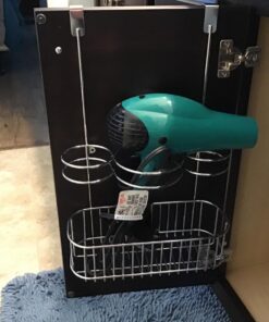 mDesign Steel Over Cabinet Door Hair Care, Hot Styling Tool Organizer Storage Basket for Hair Dryer, Flat Irons, Curling Wands, Straighteners, Space Saving, 3 Sections -Concerto Collection - Chrome 48 71cIf6tJLmL