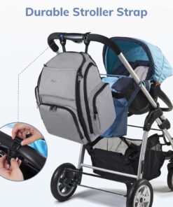 Mancro Diaper Bag Backpack, Large Multifunction Waterproof Travel Baby Changing Bag for Dad Mom with 4 Insulated Pockets and Stroller Straps, Maternity Baby Bag for Boys Girls, Grey Austere Grey 55 71cIjrn0zQL