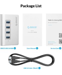 4-Port USB 3.0 Hub ORICO Aluminum USB Hub with 3.3ft Extend Cable, Portable Data Hub for MacBook, Mac Pro/Mini, iMac, XPS, Surface Pro, Notebook PC, USB Flash Drives, Mobile HDD Silver 21 71cJqxTv00L