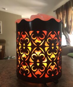 CRYSTAL DECOR Himalayan Pink Salt Lamp Basket & Dimmer Cord Bulb Flanigan1 28 71cKUCCauTL