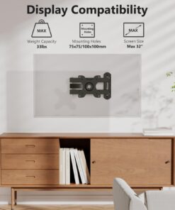 WALI TV Wall Mount Articulating LCD Monitor Full Motion 15 inch Extension Arm Tilt Swivel for Most 13 to 32 inch LED TV Flat Panel Screen with Mounting Holes up to 100x100mm (1330LM), Black 30 71cKW0vZlgL