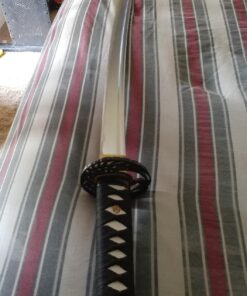 Makoto Kaze Series Handmade Sharp Katana Samurai Sword 40" - Black Dancing Crane Tsuba, Sword Stand Included 21 71cKk43FQbL