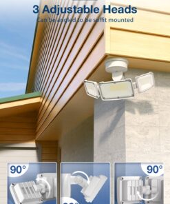 Amico LED Flood Lights Outdoor 3500LM Security Light, 30W Bright Outdoor Flood Light, 5000K Daylight White, IP65 Waterproof 3 Adjustable Heads for Garage, Backyard, Patio, Garden, Porch&Stair(White) 1 Pack 27 71cLvsmVH L 1