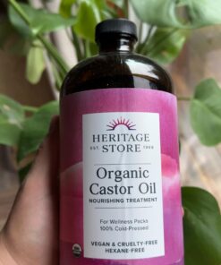 HERITAGE STORE Organic Castor Oil, Glass Bottle, Cold Pressed, Rich Hydration for Hair & Skin, Bold Lashes & Brows | 32oz 32 Fl Oz (Pack of 1) 43 71cM2sG4eL