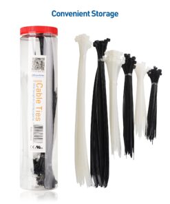 Cable Matters Assorted Zip Ties - 200-Pack 6, 8, 12-Inch Nylon Cable Ties for Indoor & Outdoor Use - Self-Locking Wire Ties in Black & White 25 71cMKdgFezL 3
