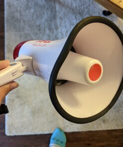 Pyle Megaphone Speaker PA Bullhorn - 20 Watts & Adjustable Vol Control w/ Built-in Siren & 800 Yard Range for Football, Baseball, Hockey, Cheerleading Fans & Coaches or for Safety Drills - PMP20,White 47 71cMTuCRi4L 1