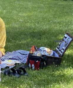 Wicker Picnic Basket for 2 with Waterproof Picnic Blanket, Picnic Set for 2 with Sand-Proof Beach Mat,Willow Hamper Service Gift Set for Camping and Outdoor Party Best Gift 15.4" For 2 61 71cMb0czJSL