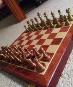 Agirlgle Retro Metal Chess Set with Folding Wooden Chess Board and Classic Handmade Standard Pieces Metal Chess Set for Kids Adult 56 71cMfep9hjL