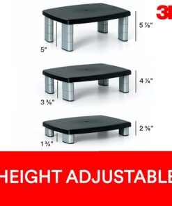 3M Adjustable Monitor Stand Riser, Three Leg Segments Simply Adjust Height, Sturdy Platform Holds Up to 80 lbs for Monitors, Laptops, and Printers, Space for Storage Underneath, Silver/Black (MS80B) 11-Inch 25 71cMke7cAOL