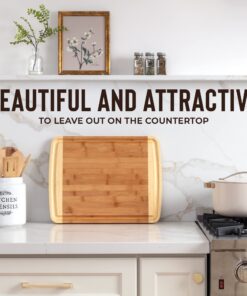 Bamboo Cutting Board - Wood Chopping Board with Juice Groove, Charcuterie Board, Serving Platter Cheese Board, Bread Board, Turkey Meat Cutting Board for Kitchen 35 71cMyhUm7tL