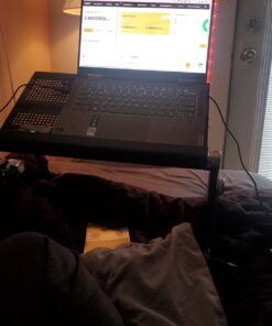 BackPainHelp Posture Laptop Stand Desk Table Tray for Bed, Aluminium, Adjustable Portable Folding Standing Desk Computer Riser (Black) 47 71cNyY 9gL