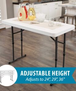 LIFETIME 80160 Commercial Height Adjustable Folding Utility Table, 4 Feet, White Granite 33 71cOgsI5IuL