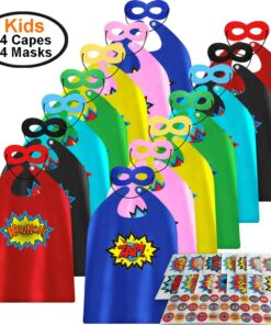 Alternative view of ADJOY Children Superhero Capes and Masks 14 Sets with Superhero Stickers - Kids Birthday Party Dress Up Capes