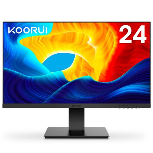 KOORUI 24 Inch Computer Monitor, FHD 1920 x 1080p Office PC Monitor IPS Display 75Hz, HDMI, VGA, 75 x 75 mm VESA Mountable, Frameless, Eye Protection and Ergonomic Tilt Adjustment 24" 75Hz IPS