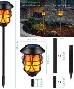 TomCare Solar Lights Metal Flickering Flame Solar Torches Lights Waterproof Outdoor Heavy Duty Lighting Solar Pathway Lights Landscape Lighting Dusk to Dawn Auto On/Off for Garden Patio Yard, 4 Pack Black 26 71cP7VXNuHL