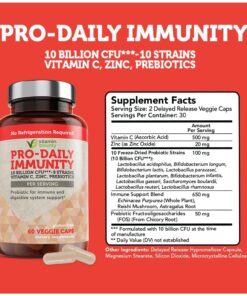 Vitamin Bounty Pro-Daily Immunity Probiotic - 10 Billion CFU Blend, Zinc & Vitamin C for Digestive Health, Immune Support Prebioitcs and Probiotics for Women and Men - 60 Capsules 1 22 71cPW73kbsL 2