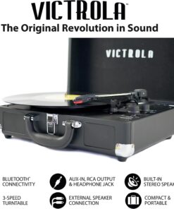 Victrola Vintage 3-Speed Bluetooth Portable Suitcase Record Player with Built-in Speakers | Upgraded Turntable Audio Sound| Includes Extra Stylus | Turquoise, Model Number: VSC-550BT-TQ 28 71cQfODOjPL