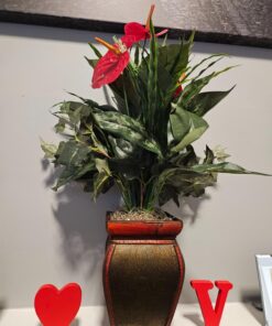 Nearly Natural 6678 Mixed Greens and Anthurium with Vase Decorative Silk Plant, Green 28 71cQiP9g7eL