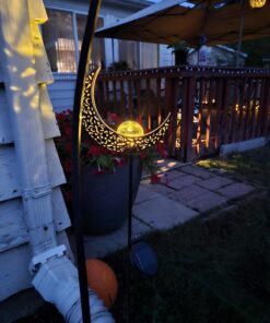 HOMEIMPRO Moon Solar Garden Lights Outdoor Stakes, Waterproof Crackle Glass Metal Decorative Lights for Lawn, Patio Accessories, Yard Decor, Christmas Gift (Bronze) 45 71cREGBHxzL