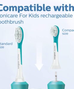 Philips Sonicare for Kids 3+ Genuine Replacement Toothbrush Heads, 2 Brush Heads, Turquoise and White, Compact, HX6032/94 Kids 3+ 29 71cT 8JpNWL