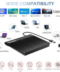 Rioddas External CD/DVD Drive for Laptop USB 3.0 CD/DVD Player Portable +/-RW Burner CD ROM Reader Rewriter Writer Disk Duplicator Compatible with Laptop Desktop PC Windows Apple Mac Pro Macbook Linux USB 3.0 USB-A 27 71cTwmN0wDL