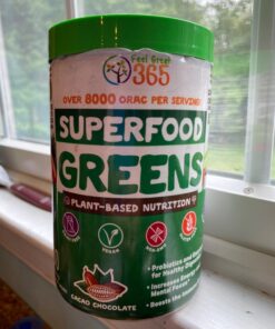 Organic Superfood Greens Powder - Cocoa Chocolate | Super Greens Fruit & Vegetable Supplement | Over 20 Greens, Fruits & Veggies, Fiber, Probiotics & Digestive Enzymes | 30 servings Superfood Cacao Greens Powder 27 71cU7i3F34L