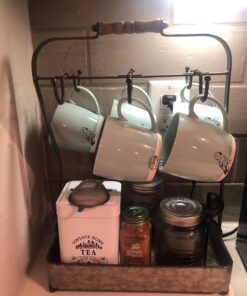 Benzara BM177866 Rustic Galvanized Metal Crockery Holder with Cup Hooks, Gray 38 71cUykmdcbL