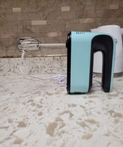 Yomelo 9-Speed Digital Hand Mixer Electric, 400W Powerful DC Motor, Baking Mixer Handheld with Snap-On Storage Case, Touch Button, Turbo Boost, Dough Hooks, Whisk (Ice Blue) Ice Blue 29 71cVN6d0IlL