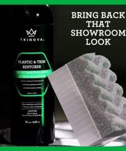 Trinova Plastic & Trim Restorer - Shines & Darkens Worn Out Plastic, Vinyl & Rubber Surfaces - Protects Cars & Motorcycles from Rain, Salt & Dirt - Prevent Fading - 8 fl oz 48 71cWmNqbQnL