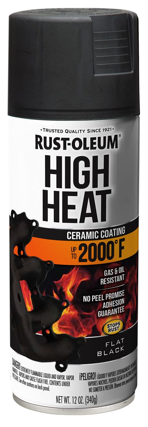 Rust-Oleum 248903 12-Ounce 2000 Degree, Flat Black Automotive High Heat Spray Paint, 12 Ounce (Pack of 1) 12 Ounce (Pack of 1)