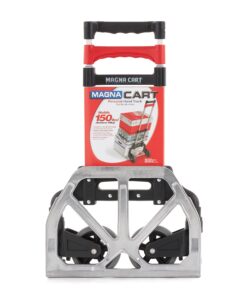 Magna Cart Personal 150 Pound Capacity Aluminum Folding Hand Truck with Telescopic Handle and Foldable Wheels for Industrial, Black and Red Black/Red 38 71cYb8hzRL