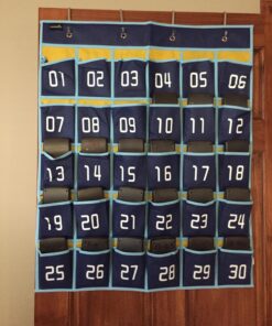 MISSLO Classroom Cell Phone Calculator Holder Numbered 30 Pockets Chart Hanging Wall Door Storage Organizer (Blue) 41 71cYvQGzqfL