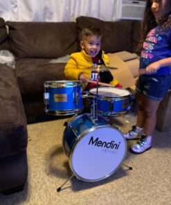 Mendini By Cecilio Kids Drum Set - Junior Kit w/ 4 Drums (Bass, Tom, Snare, Cymbal), Drumsticks, Drum Throne - Beginner Drum Sets & Musical Instruments Sky Blue 13-inch 31 71cZBEsxIkL