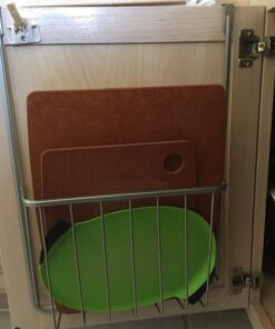 Spectrum Diversified Ashley Cookie Sheet Organizer, Cutting Board Holder, Bakeware Organizer, Over the Cabinet Door, Satin Nickel Large Over The Cabinet Cutting Board & Bakeware Holder 39 71cZFxVukYL