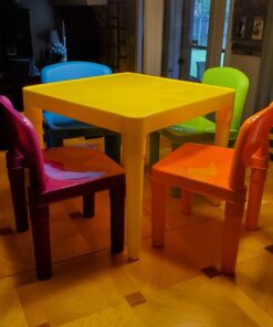 Humble Crew Kids Plastic 4 Set, Yellow Table/Vibrant Chairs 49 71cZGdxcoqL