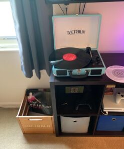 Victrola Vintage 3-Speed Bluetooth Portable Suitcase Record Player with Built-in Speakers | Upgraded Turntable Audio Sound| Includes Extra Stylus | Turquoise, Model Number: VSC-550BT-TQ 43 71caPj8rHtL