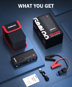 GOOLOO Jump Starter 2000A Peak Car Jumper Starter 12V SuperSafe Lithium Jump Box, Battery Booster Pack, Portable Car Battery Charger, and Jumper Cables for Up to 8.0L Gas or 6.0L Diesel Engine Black 31 71cayAmXcnL