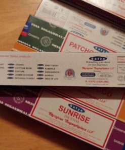 Nag Champa Sunrise Sandalwood Midnight Patchouli Celestial Fortune Blessings Romance Super Hit Jasmine Blossom Rain forest by Satya Gift Set 48 71ceJxZequL