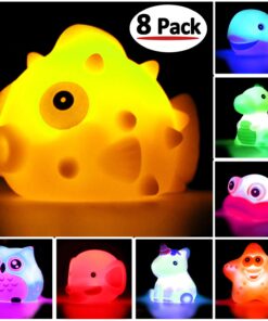 Bath Toys, 8 Pcs Light Up Floating Rubber Animal Toys Set, Flashing Color Changing Light in Water, Baby Infants Kids Toddler Child Preschool Bathtub Bathroom Shower Games Swimming Pool Party 21 71chOLnu8vL