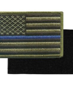 Alternative view of Green US Flag Thin Blue Line Patch for Police and Law Enforcement with Hook/Loop Backing