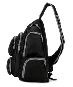 K-Cliffs Heavy Duty Sling Backpack Water-Resistant Laptop Bookbag Body Bag Bright Color Safety Reflective Stipe Black V2 13 71clmzNIAPL