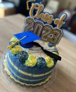 NCS Blue Plastic Graduation Cap and Paper Diploma Cake Topper and One 4"(W) X 3"(H) Congrats Grad Sign Sticker 10 71cmMs4hjeL