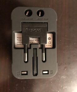 Travel Adapter, JOOMFEEN Worldwide All in One Universal Power Wall Charger AC Power Plug Adapter with Dual USB Charging Ports for USA EU UK AUS Cell Phone Laptop (Black) Black 70 71cmwEukl L